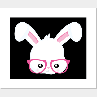 Funny Girls Easter Bunny Face Rabbit Glasses Posters and Art